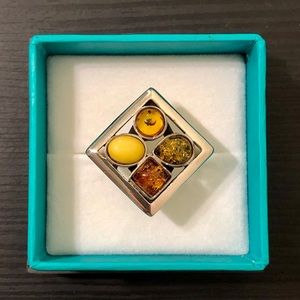 Amber Sterling Silver Ring